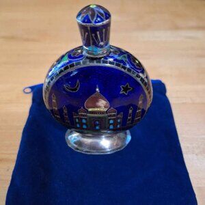 vintage antique old silver enamel work perfume bottle